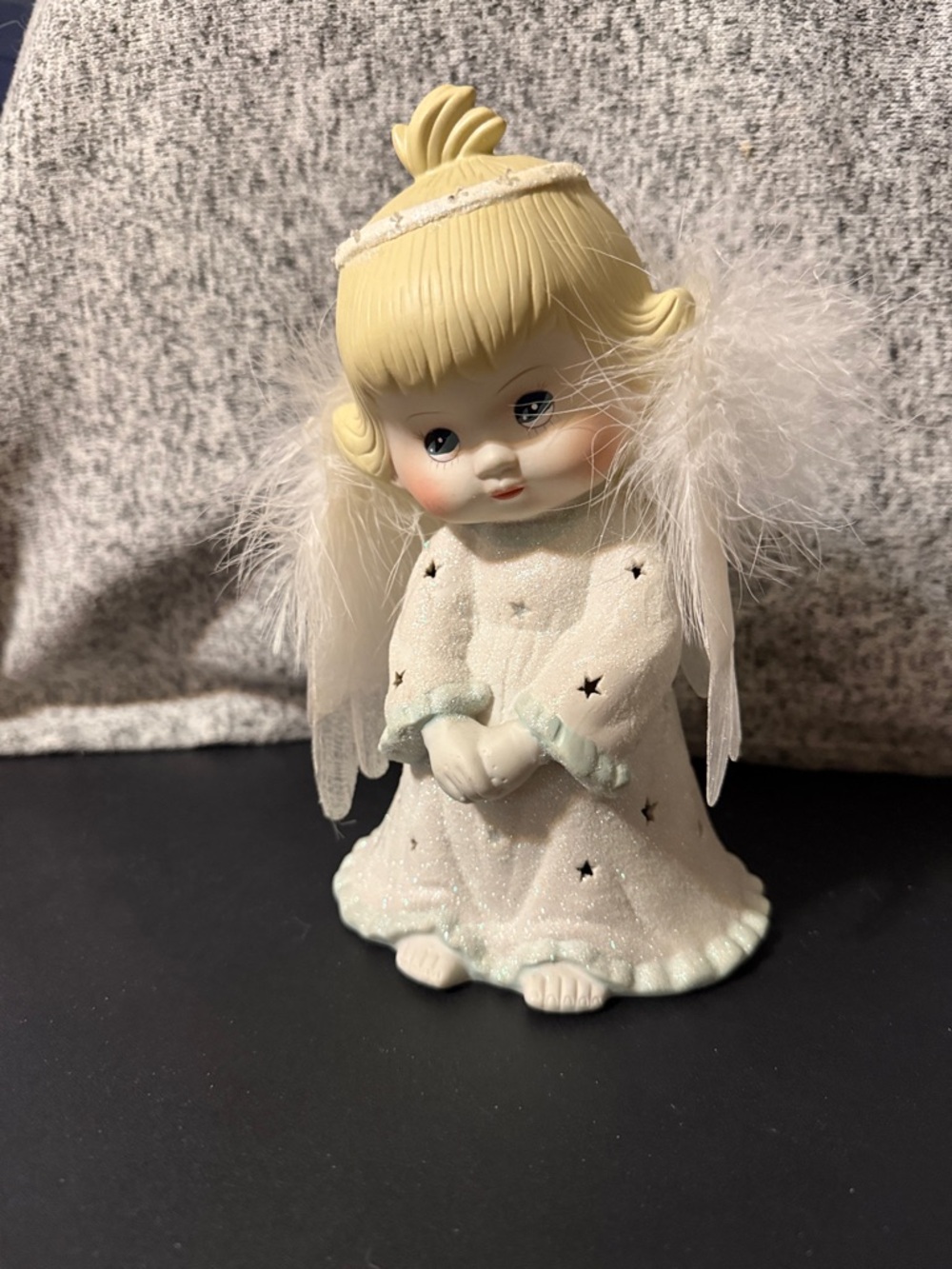 Blonde Angel Figurine in White Sparkle Dress - Home Accents